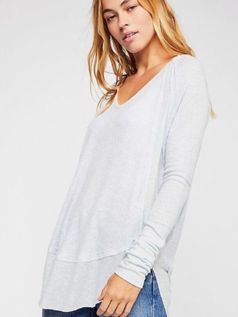 Free People Catalina Thermal Tunic Cloud Heather Size Small